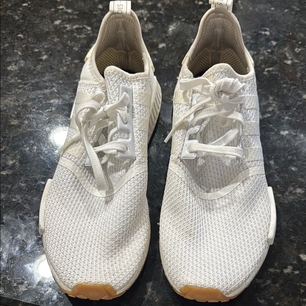 Gently Used White Adidas NMDs